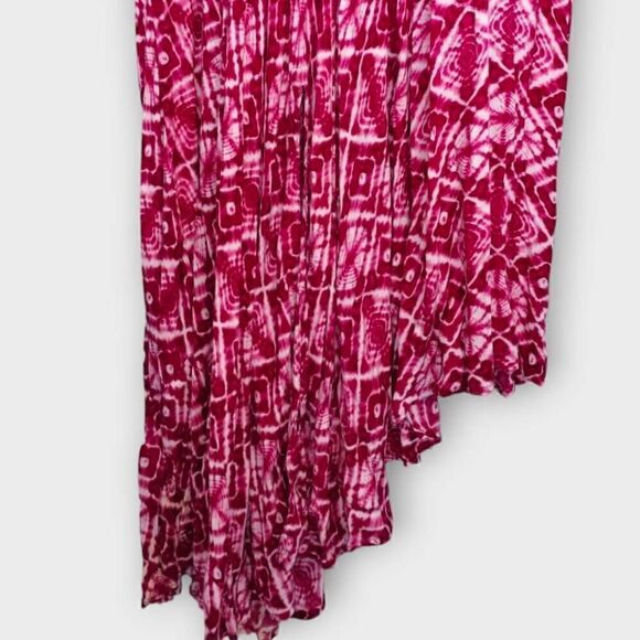 Vtg MOOHI Womens Maxi Sz. Large Pink Asymmetric Hem Long Sleeves 80s Glamour - Picture 8 of 13